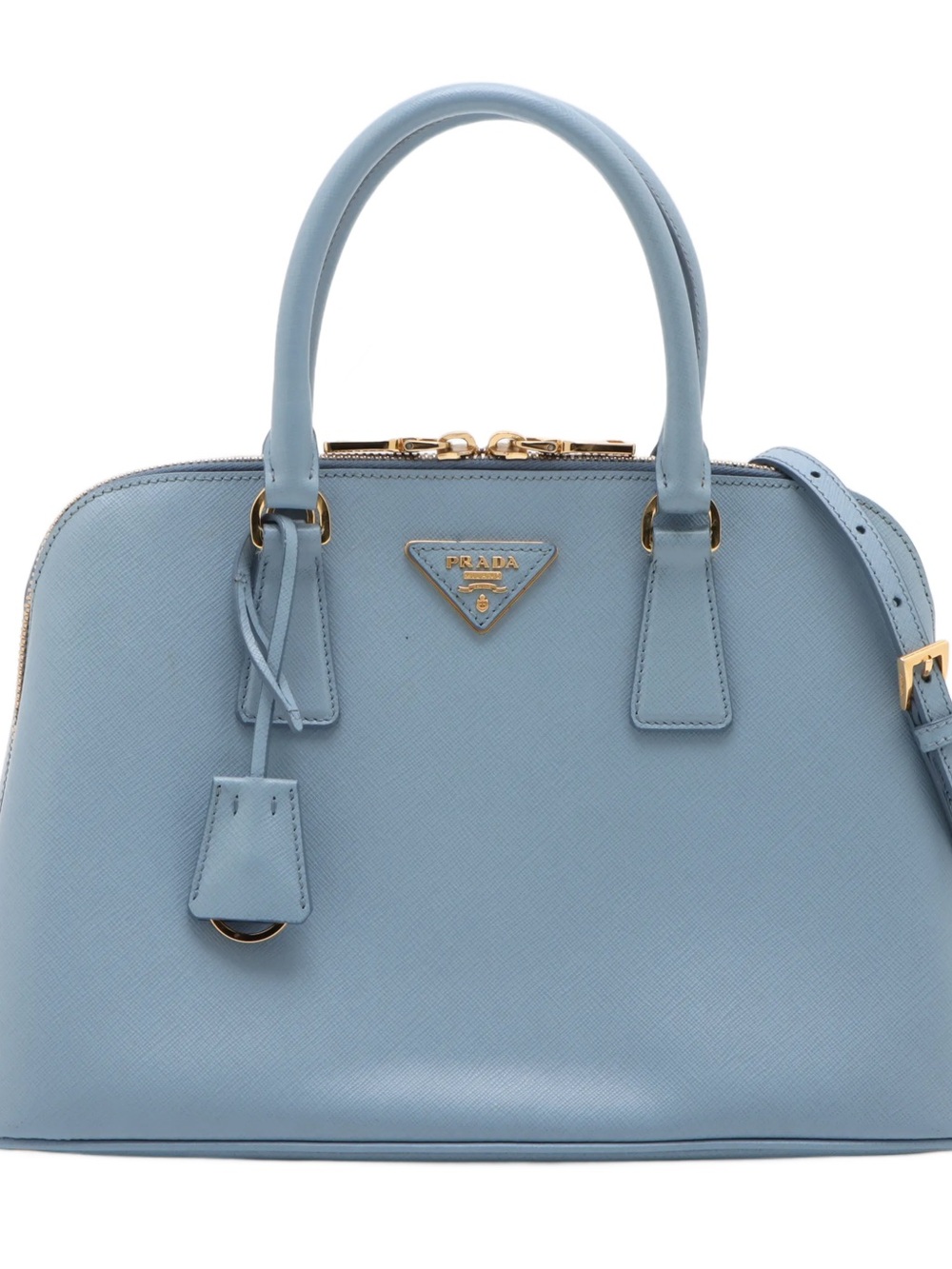 Prada Powder Blue Saffiano Leather Dome Satchel